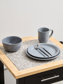 Elmira 16 Piece Dark Grey Stoneware Dinner Set With Grooves