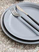 Elmira 16 Piece Dark Grey Stoneware Dinner Set With Grooves