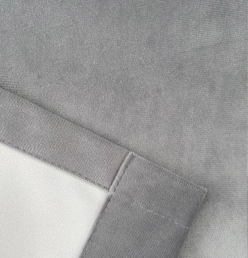 Luxury Enhanced Living Grey Velvet, Supersoft, 100% Blackout, Thermal Pair of Curtains with Eyelet Top