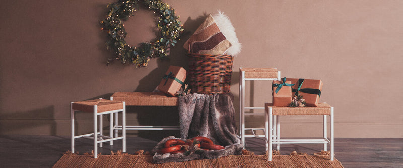 Bandar Small Natural Rope and White Wood Bench