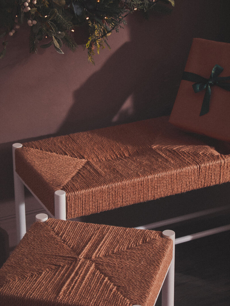 Bandar Small Natural Rope and White Wood Bench