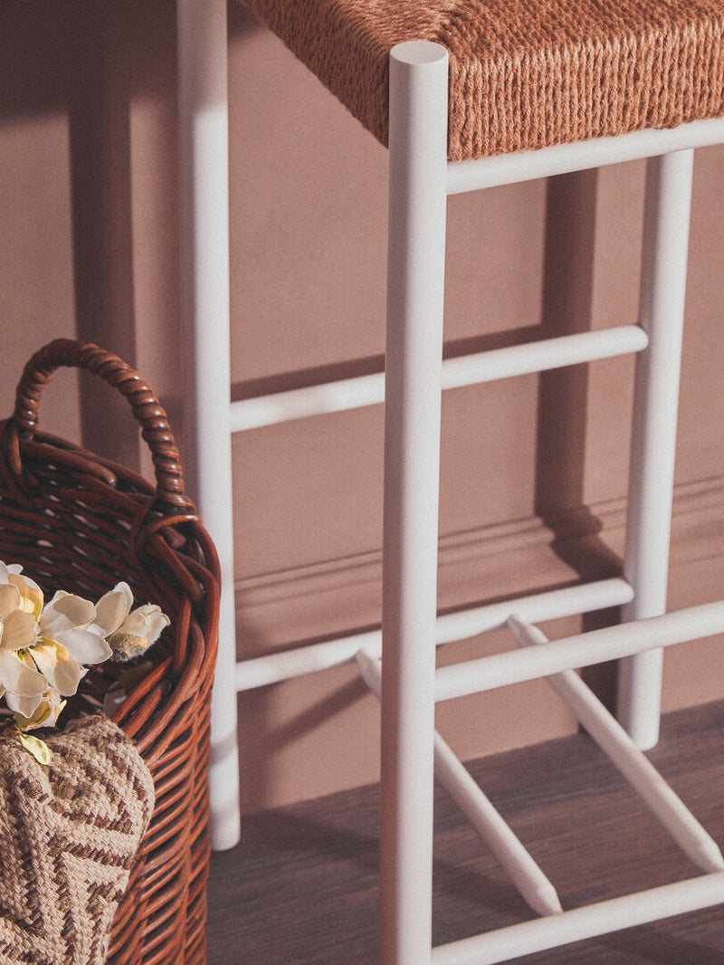 Bandar Natural Rope and White Bar Stool