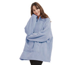 Lewis's Sherpa Fleece Lined Hooded Throw - Denim Blue