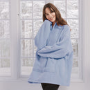Lewis's Sherpa Fleece Lined Hooded Throw - Denim Blue