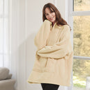 Lewis's Sherpa Fleece Lined Hooded Throw - Natural