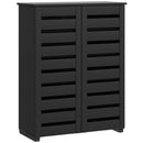 HOMCOM Shoe Storage Cabinet with Slatted Doors for 15 Pairs of Shoes Black
