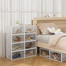 Lifeideas 12 Pack White Stackable Foldable Plastic Shoe Boxes