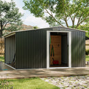 Livingandhome Garden Metal Storage Shed With Log Storage 10x4ft/10x6ft/10x8ft/10x10ft4x8 Ft
