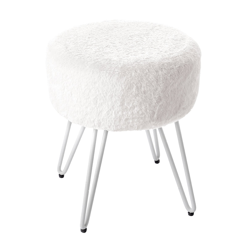 Livingandhome Faux Fur Upholstered Vanity Stool