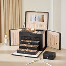 Sheonly Large Multi Tier Faux Leather Jewellery Storage Box with Handle