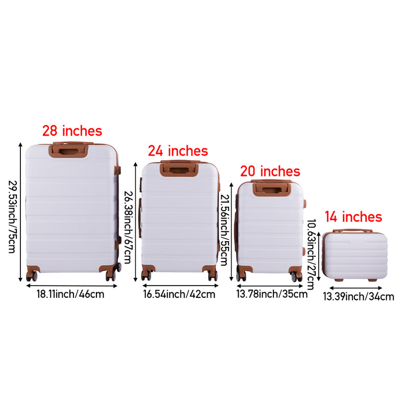 Livingandhome 4PCS Lockable Travel Suitcase Set