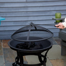 Outsunny Outdoor Fire Pit, Wood Burner with Screen and Poker, Black