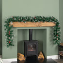 2.7m Green Mixed Needle Christmas Garland with Pine Cones and Red Berries