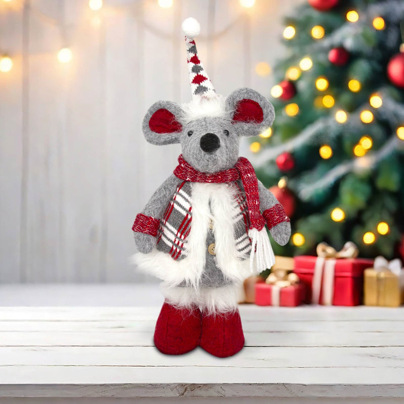 Christmas Standing Mouse Grey