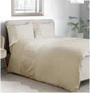 Lewis's Amelia Crushed Velvet Panel Duvet Set - Natural Cream