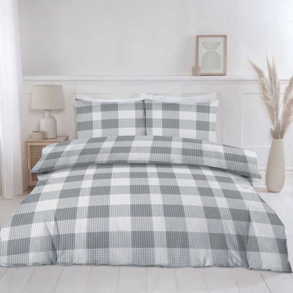 Lewis's Delilah Gingham Duvet Set - Grey