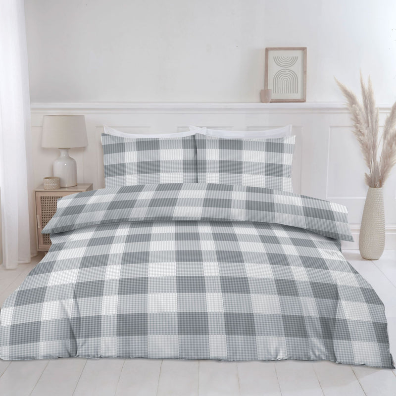 Lewis's Delilah Gingham Duvet Set - Grey