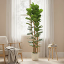 HOMCOM Artificial Fiddle Leaf Fig Tree With Solid Wood Trunks