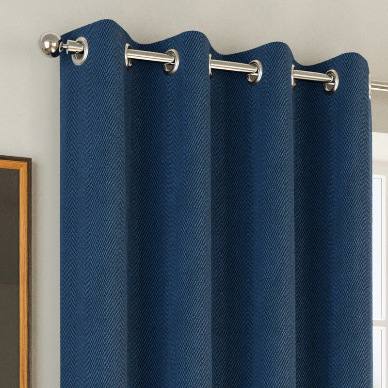 Enhanced Living Chester Navy Eyelet Thermal Noise Reducing Blackout Curtains - Pair