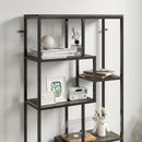 HOMCOM Industrial Bookcase 7-Tier Bookshelf Shelving Unit Grey Black