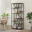 HOMCOM Industrial Bookcase 7-Tier Bookshelf Shelving Unit Grey Black