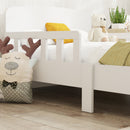 AIYAPLAY Kids Toddler Bed Frame with Safety Side Rails for 3-8 Years, White