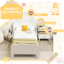 AIYAPLAY Kids Toddler Bed Frame with Safety Side Rails for 3-8 Years, White