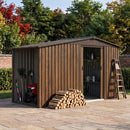 Breeins 4x8FT Metal Garden Storage Shed With Log Storage