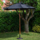 Outdoor 4 Person Folding Rectangular Wooden Garden Dining Table Chairs Black Parasol and Base Set