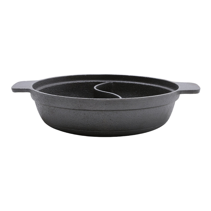 Lifeideas Black Cast Iron Hot Pot with Divider