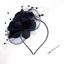 Navy Blue Feather Flower Mesh Fascinator