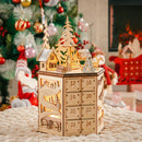 Lifeideas LED Rotating Countdown Calendar Wooden Music Box for Christmas