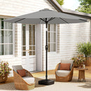 Large Solar Powered LED Patio Parasol Umbrella For Outdoor Garden Patio With Base Grey