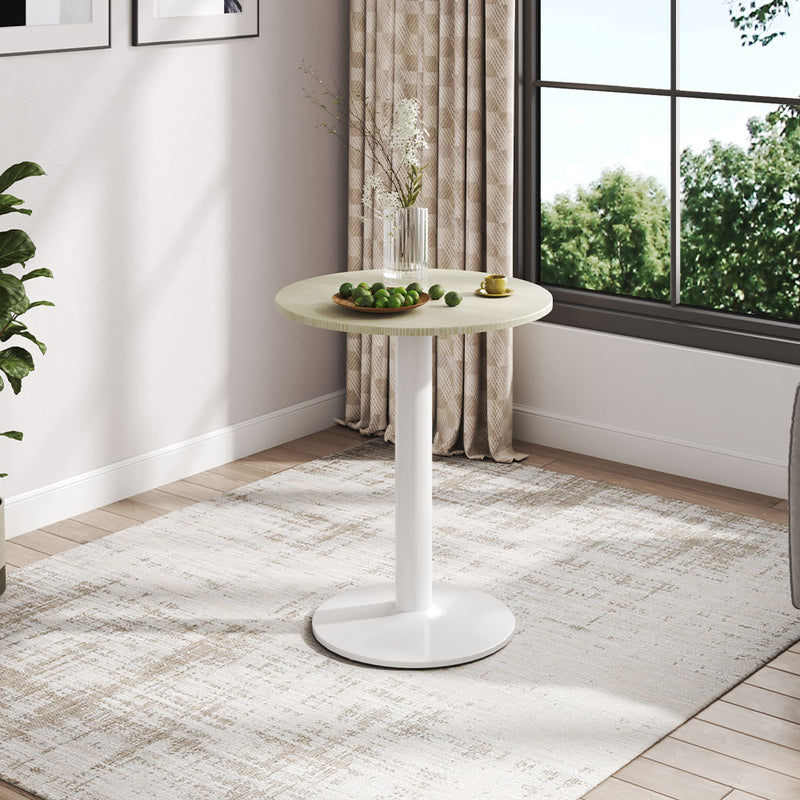 Livingandhome White Round Cafe Table with Metal Base