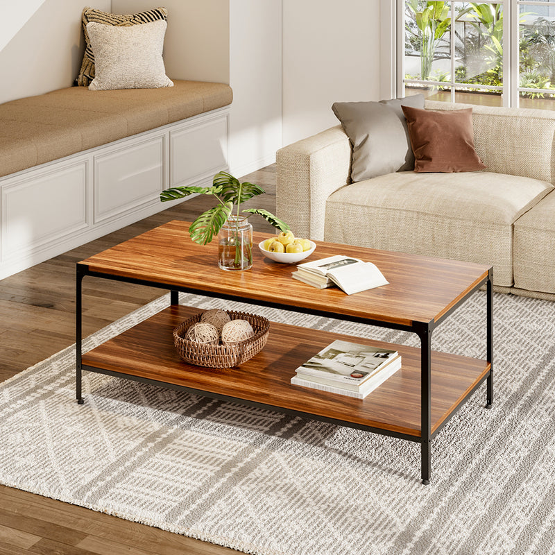 Livingandhome Industrial Style 2-Tier Coffee Table