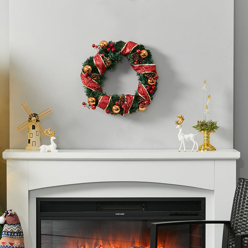 Lifeideas Red Ribbon Light-Up Christmas Wreath Decoration