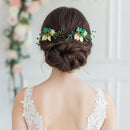 Pack Of 2 Delicate Wedding Side Hair Combs Gold & Green