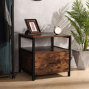 Livingandhome Industrial 1 Drawer Bedside Table Bedroom