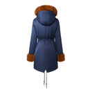 Mid-Length Hooded Coat With Drawstring Waist