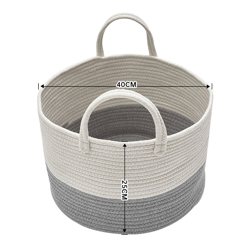 Lifeideas Woven Basket Baby Kids Toys Storage Clothes Hamper Laundry Basket With Pom Poms Grey