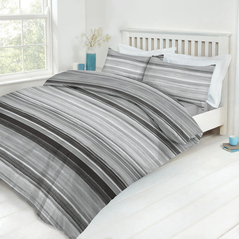 Lewis's Printed Bed In A Bag - Grey Stripe