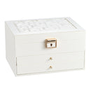 Sheonly PU Leather Jewellery Box with Mechanism Key Lock