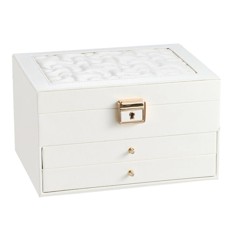 Sheonly PU Leather Jewellery Box with Mechanism Key Lock