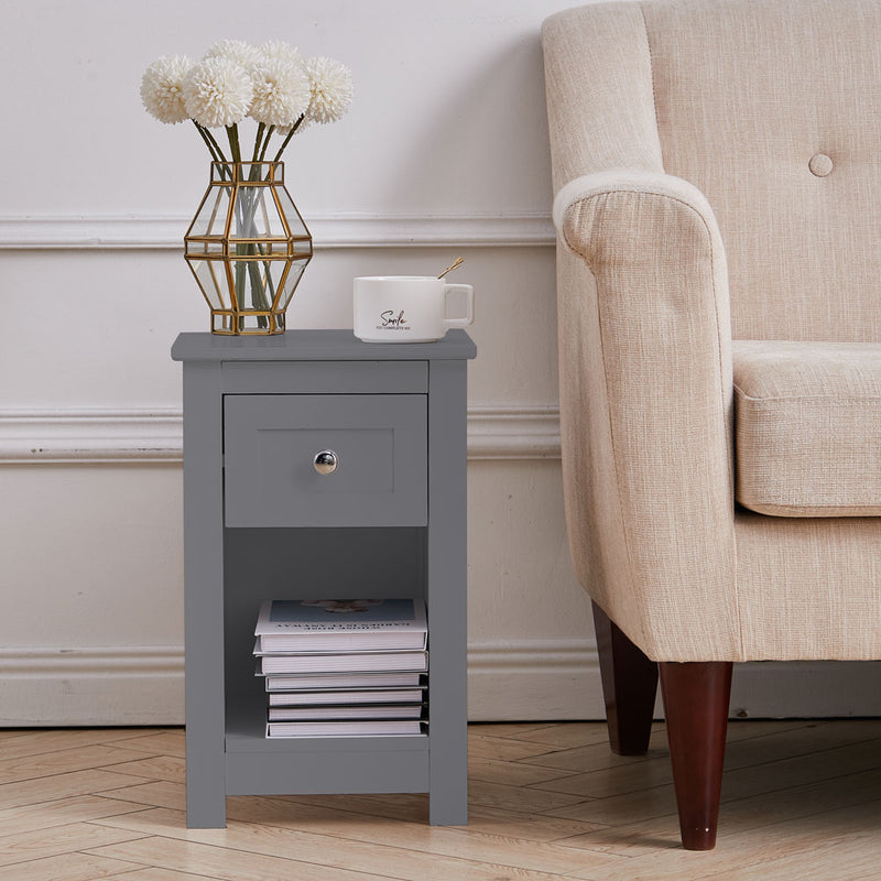 Livingandhome Side Table with Open Cabinet and Drawer