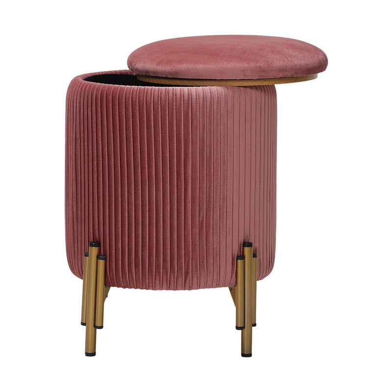 Livingandhome Modern Pleated Storage Ottoman with Metal Base