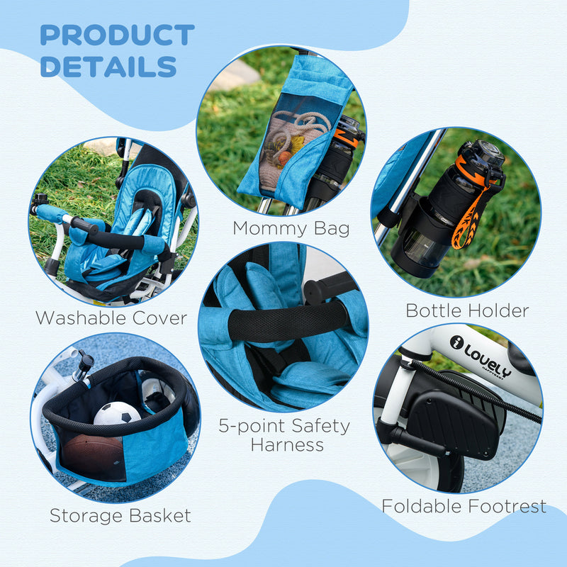 HOMCOM 6 In 1 Kids Trike, Stroller With Parent Handle