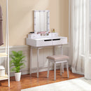 Livingandhome MDF Vanity Table with Storage Drawers and Padded Stool