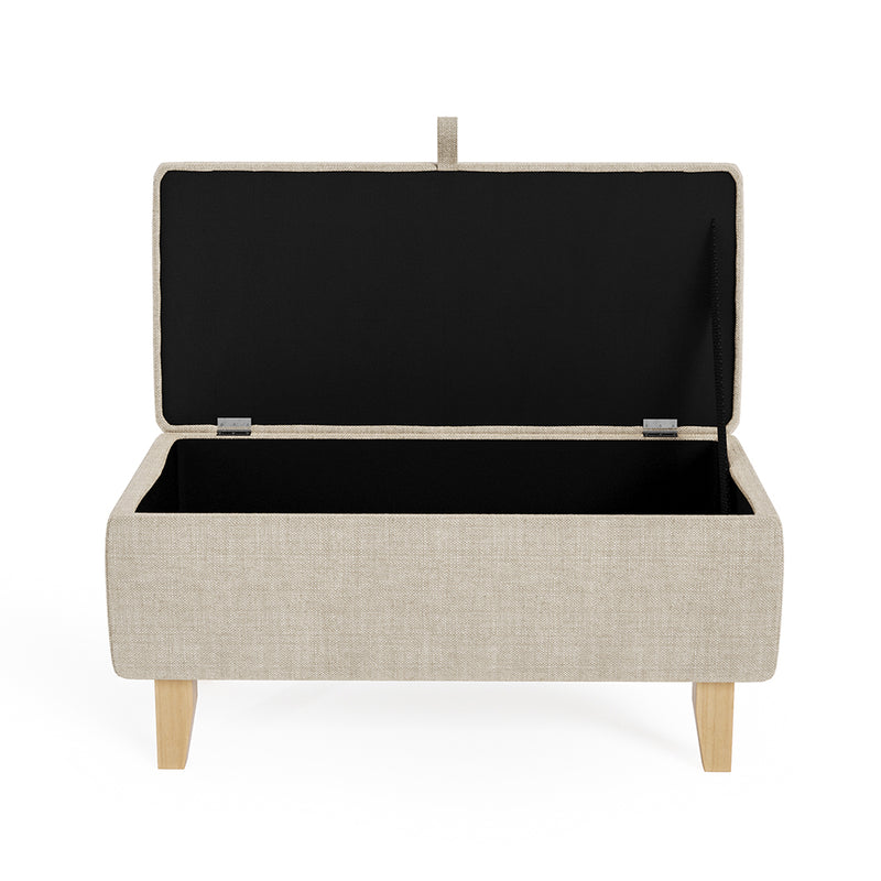 Livingandhome Linen Upholstered Storage Ottoman Footstool