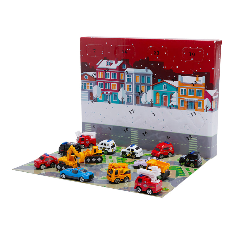 Kidkid Christmas Advent Calendar with 24 Pull-Back Car Toys