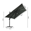 Garden Sanctuary Square Cantilever Parasol With Solar-Powered LED Lights